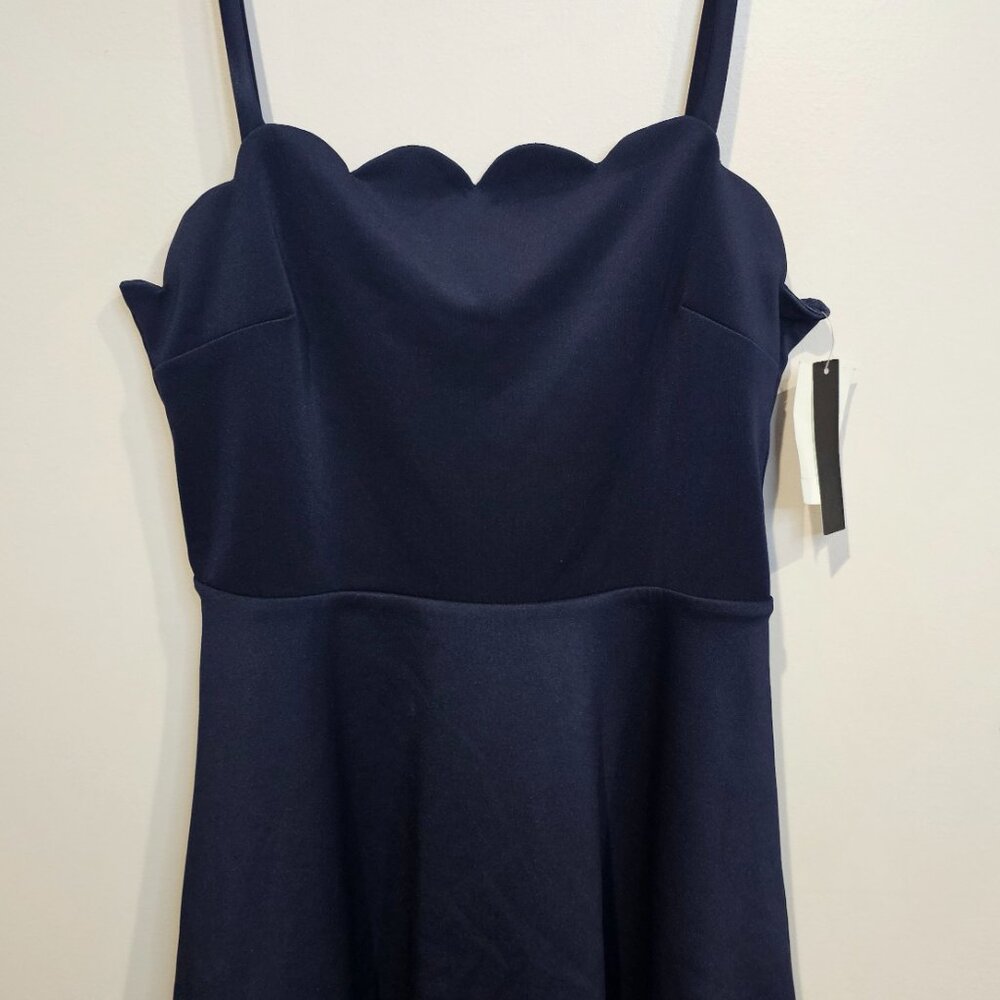 Speechless Dress Navy Size L Fit and Flare Open Back Mini Spaghetti Straps